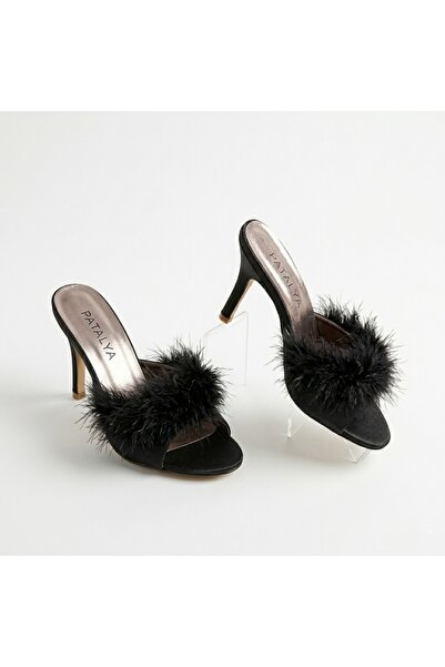 PATALYA Black Goose down Women's Slippers 630