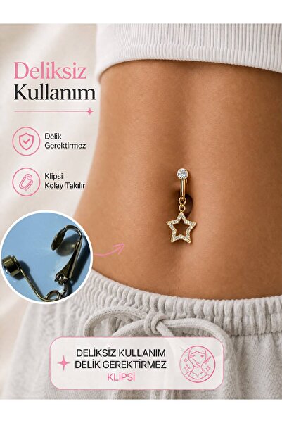 Arescollection deliksiz klipsli delik gerektirmeyen göbek piercingi