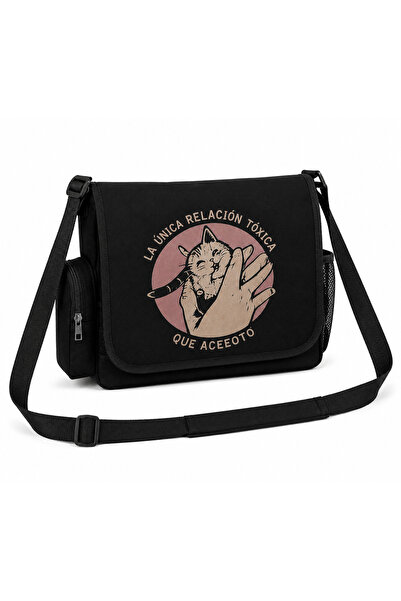 DEEFWEAR Cat Printed Unisex Black Messenger Bag Voluminous Postman Bag/ Lapto...