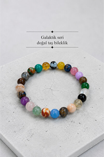 Zegisatelier 8 mm Karışık Doğal Taş Çakra Bileklik