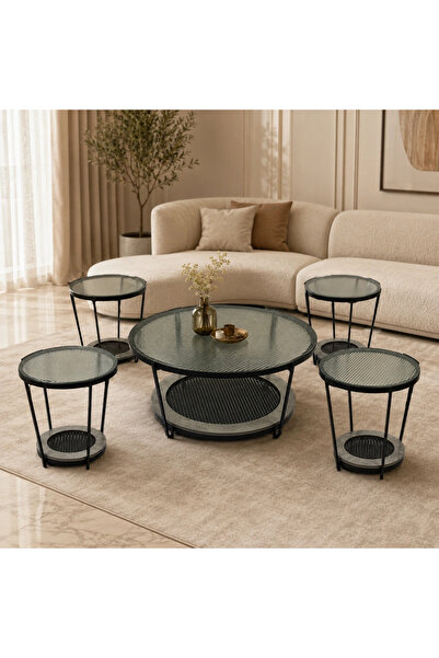 MiLi Modern Gray Service Table Set (5 Pieces)