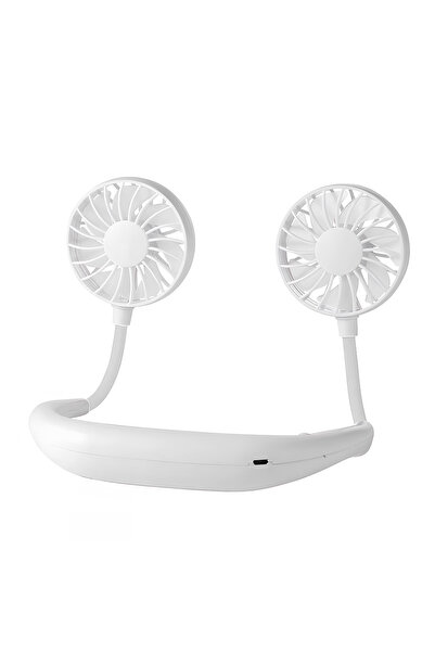 Choice3 WHITE USB Rechargeable Mini Sports 3-Speed Adjustable Neck Dual Fan H...