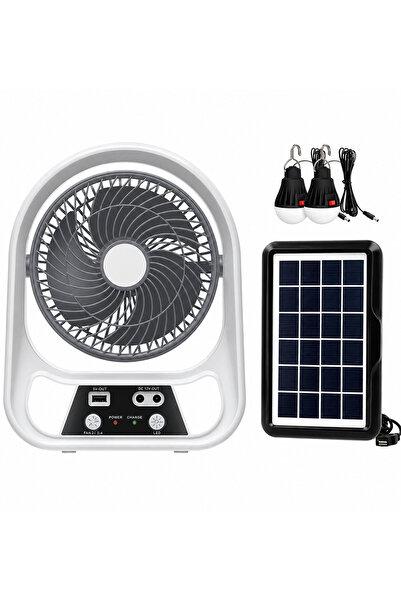 Generic 8-Inch Rechargeable Solar-Powered Fan with LED Light