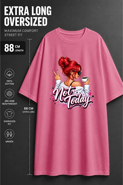 classy moda Women's Oversized Extra Long Not Today Printed Tunic T-Shirt