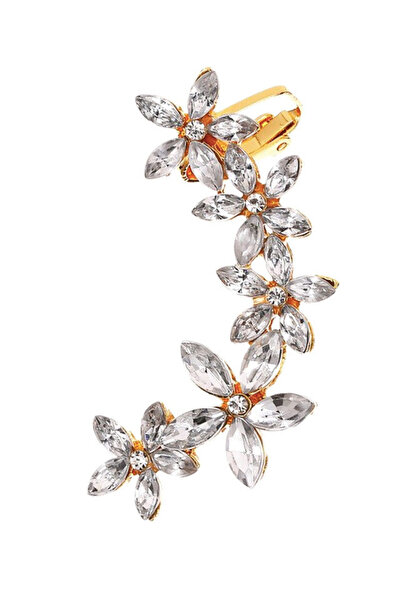 VeeShop Ear cuff with 5 flowers, sharp faceted crystals
