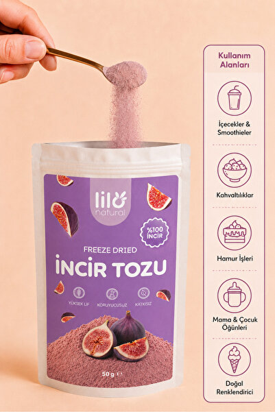Lilo Natural Freeze Dried Meyve Paketi - Çilek Tozu & İncir Tozu & Hurma Tozu 3x50 g - Dondurularak Kurutulmuş %100 Meyve Tozu