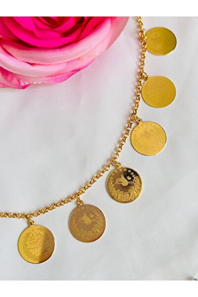 Adelya Luxe 22K Kaplama Reşat Altınlı Kolye Düğünlük Takı Eşe Anneye Hediye K...