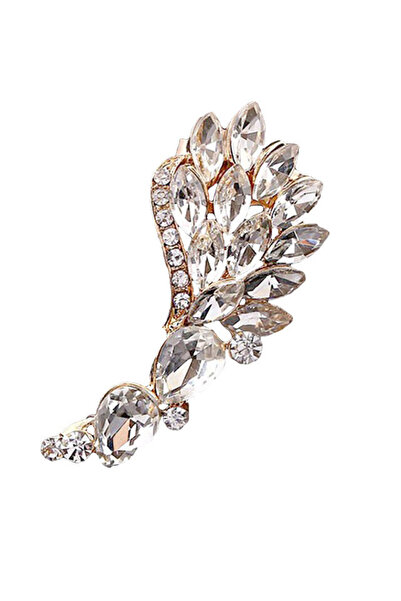 VeeShop Cercel ear cuff statement, Calla Blossom, cu cristale albe ascutite