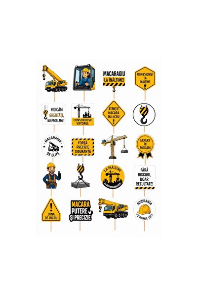 DecoParty Set de decorațiuni pentru tort – Tematică Macara și Operator de Mac...