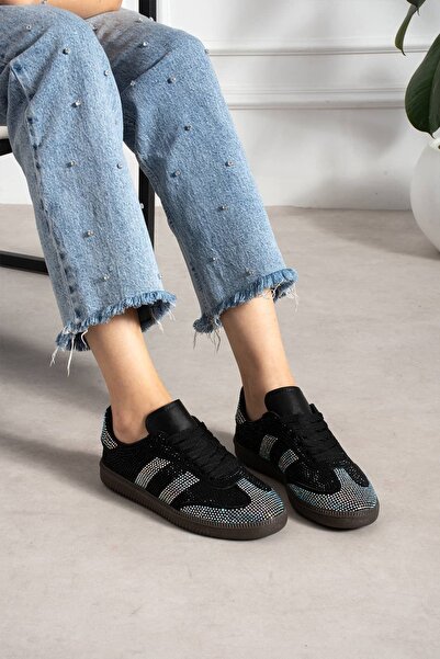 diclepolat Women's Black Colored Stone Sports Shoes Comfortable Sole Casual S...