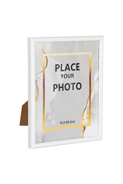 OEM Ramă foto decorativă albă 15x20cm cu suport - Design marmură aurie