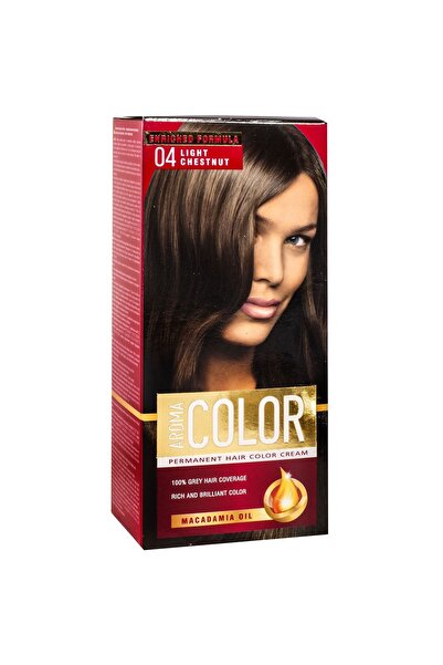 OEM Aroma Color Vopsea de păr permanentă 04 Castan deschis cu Ulei de Macadam...