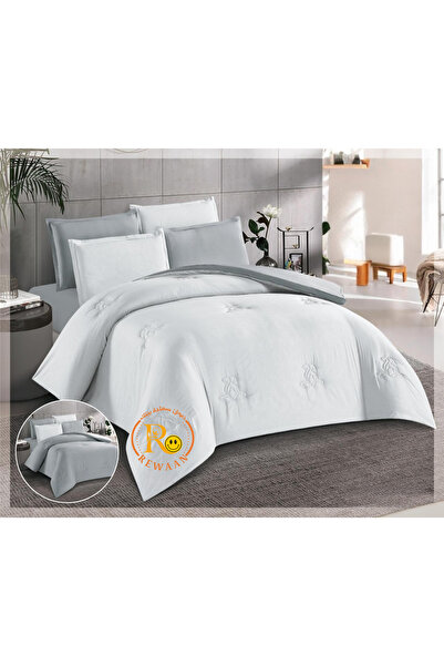Others نسخة من Plain reversible summer bedspread - light and dark gray - sing...