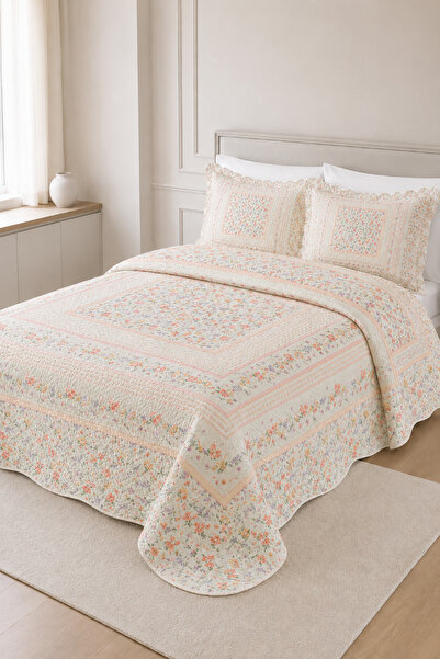 Hig Store Casual Dowry Gift Quilted Patterned Double / King Size Bedspread Se...