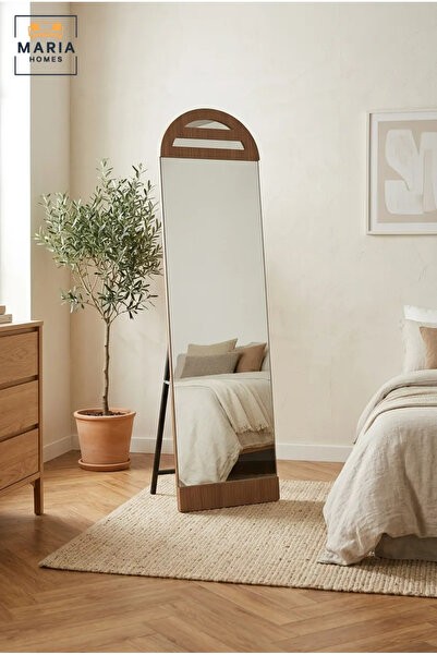 MARIA HOMES Modern Full Length Floor Mirror with Arched Wooden Frame and Free...