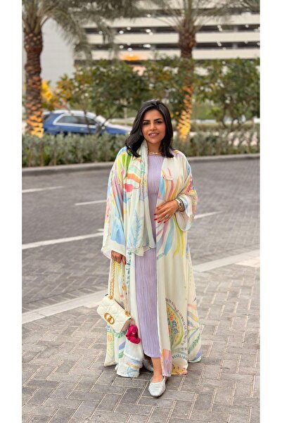 hk Chiffon Abaya with Embossed Design and Matching Material