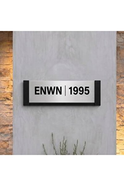 None Modern black wood & metal sign | 56 × 20 cm