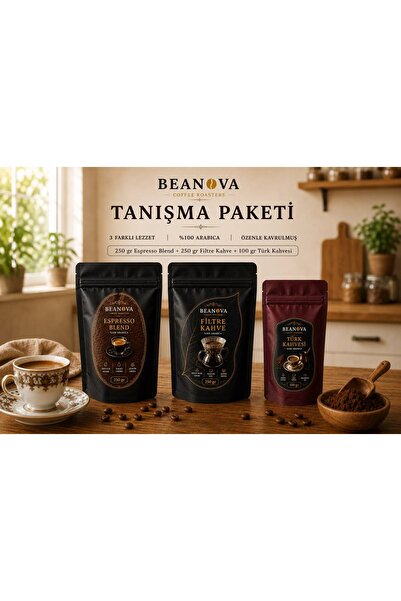 Beanova Coffee 250 gr Espresso Blend - 250 gr Filtre Kahve - 100 gr Türk Kahv...