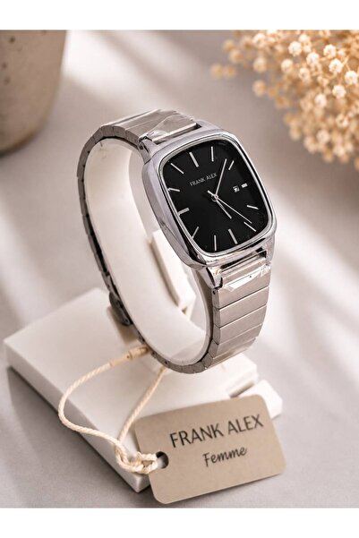 Frank Alex Silver Cord Black Dial Men's Wristwatch