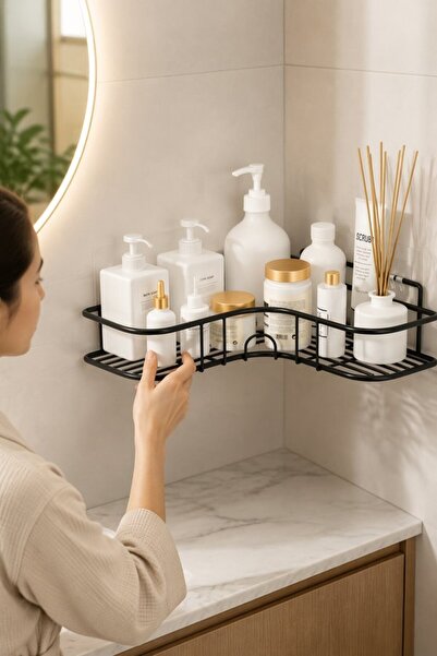 Generic 1pc Stainless Steel Adhesive Shower Caddy Corner Shelf Bathroom Organ...