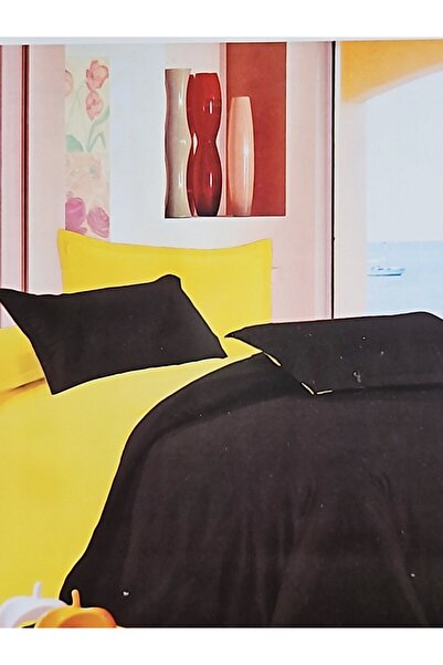 MILANO COLLECTION Set lenjerie de pat dublu Finet 4 piese MC-5198 Galben/Negru