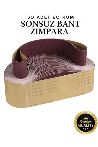 KAYRA LEATHER CRAFT Sonsuz Bant Zımpara 75x533 mm 60 Kum (30 Adet) - Tank Pal...