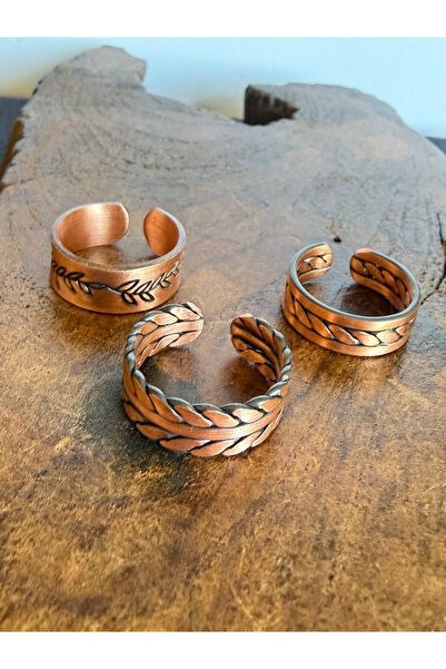 zadenza gold 100% pure copper triple ring adjustable size handcrafted copper ...