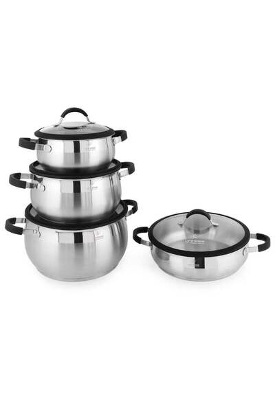 Lifesmile Life Smile 8-Piece 18/10 Stainless Steel Cookware Set – Premium Coo...