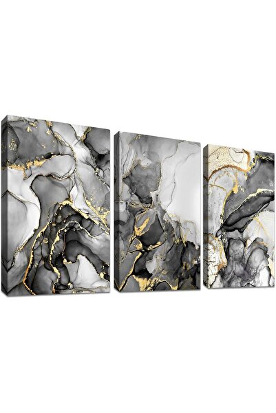 Signtouch Advertising Premium Canvas Marble Grey White Gold 50x70 cm Wrap Fra...