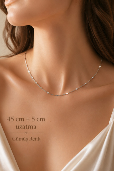 Sacce Scarves&Accessories Sparkling Sequin Thin Chain Necklace 45 cm + 5 cm S...
