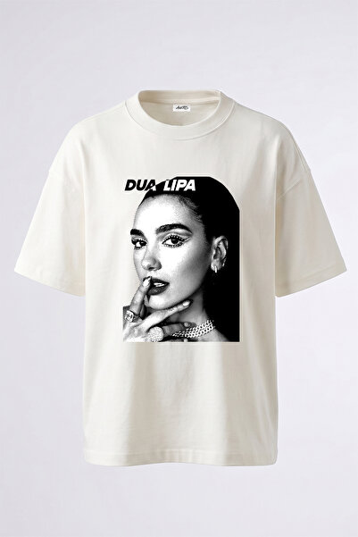 Anetos Dua Lipa_1 dizajn, štampana oversize bela majica