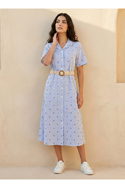 FAV STRIPE SHIRT DRESS WITH BELT