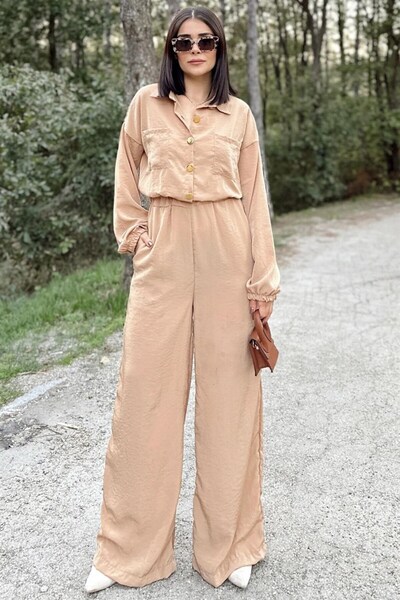 Moda4x4 Women's Clothing Caramel Long Sleeve, Shirt Collar, Elastic Waist, 4 ...