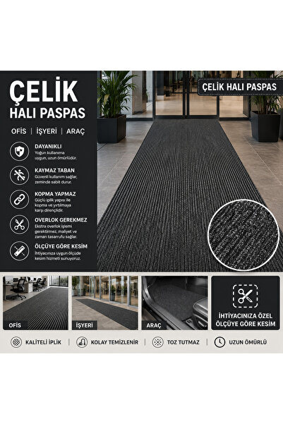 aatolia room & living Antrasit Çelik Halı Paspas Gin Serisi Kaymaz Taban Ofis...