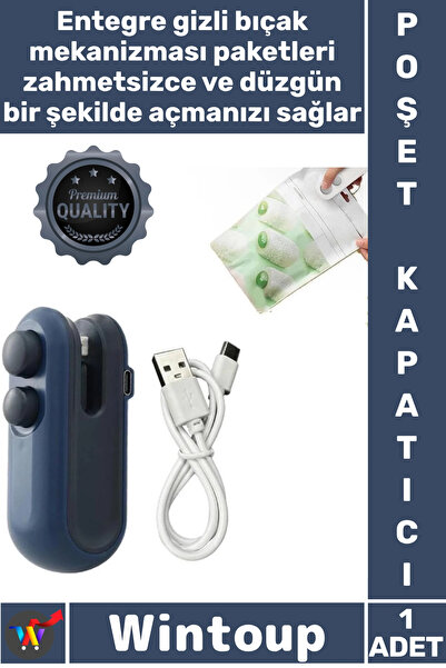 Wintoup #PoşetKapatıcı Şarj Edilebilir 400 mAh Mutfak Tipi Pratik Taşınabilir...