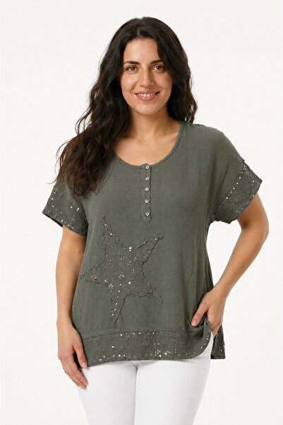 EtkiModa 100% Organic Cotton Women's Authentic Blouse with Pul Embroidery Det...