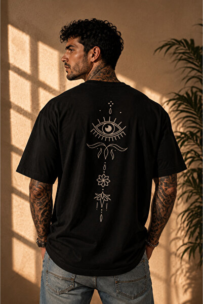 Clothify Unisex Oversize Eye Eye Back Detail Printed Premium T-Shirt 100% Cot...