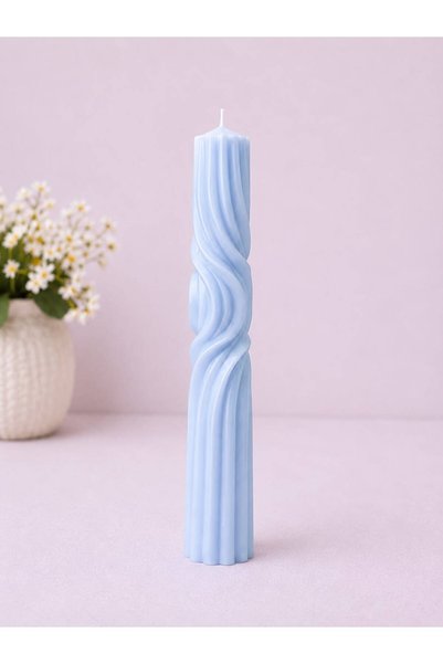 CRL Lumânare Spiralată Albastru H40 cm-D6cm