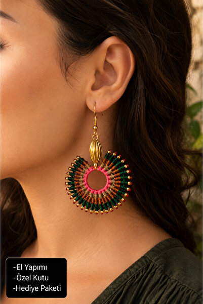 HER ŞEY NOTA www.herseynota.com Colorful Bohemian Macrame Hoop Earrings Handm...