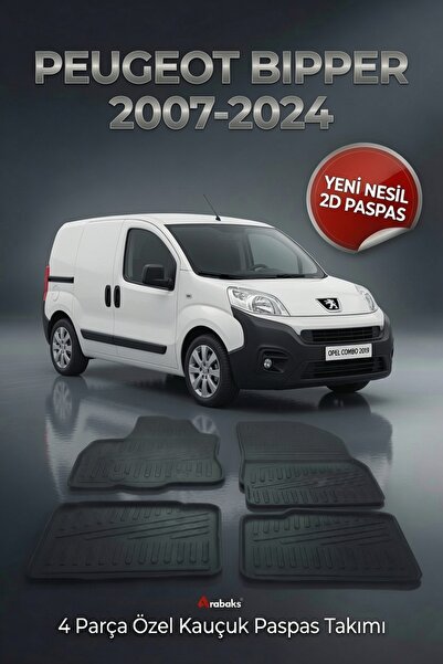 Arabaks PEUGEOT BİPPER 2007-2024 4 Parça YENİ NESİL 2D Kauçuk Paspas Takımı -...