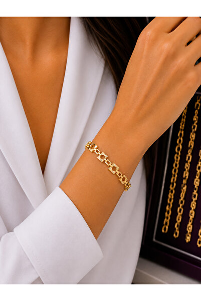 AMOOR MİLANO Kadın Xuping Rose Gold Kristal Taşlı Geometrik Kare Detaylı Bile...