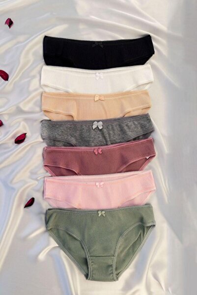 ANDİORA Women's 7-Piece Ribbed Slip Panties Set Basic Multi-Colored Daily Use