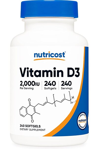 Nutricost كبسولات فيتامين د3 2000 وحدة دولية، 240 كبسولة خالية من المواد المع...