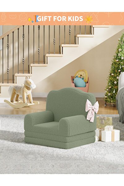 Garvee Kids Sofa Chair, Sherpa Convertible Toddler Couch with Washable Cover,...
