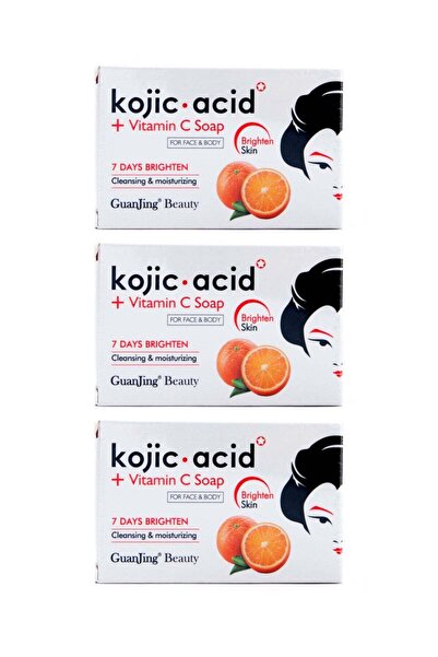 GuanJing Beauty Kojic Acid And Vitamin C Soap For Face And Body 120g - Pack of 3