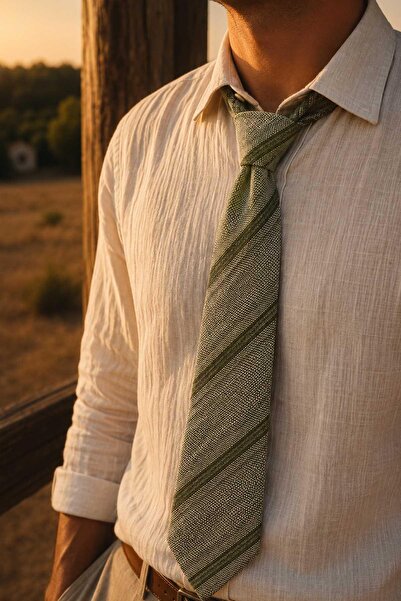 Kravatkolik Green Classic Linen Tie Kk13868