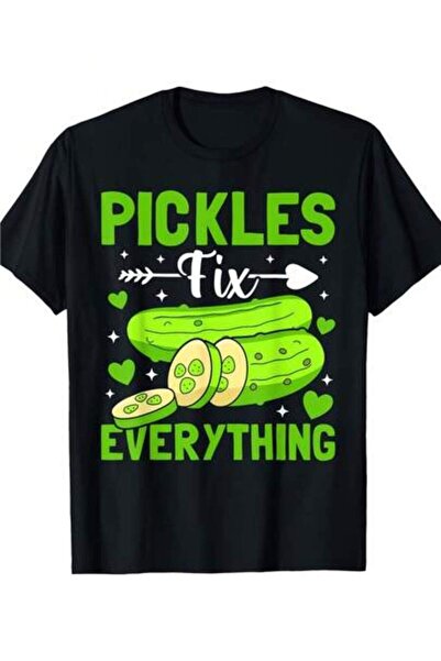 KYMC07 تي شيرت ريترو بطبعة "Pickles Fix Everything Funny Pickle Lovers" بأكما...