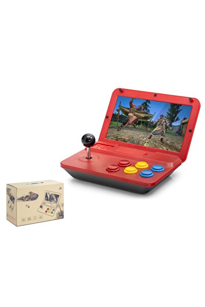 konsol plus Nd753 A13 Retro Mini Oyun Konsolu 10.0" Katlanabilir Ekran Kırmızı