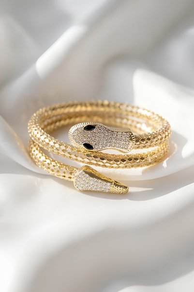 Elifsu Jewelry سوار مضيء بتصميم ثعبان ملفوف على الطراز الإيطالي