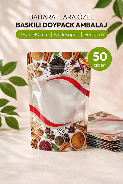 yadepack Baskılı Doypack Ambalaj Baharat Paketi Kilitli Pencereli 270x180 mm ...